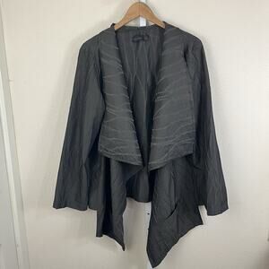 Luukaa Lagenlook Draped Open Front Jacket Gray Textured Plus Size 18 Artsy